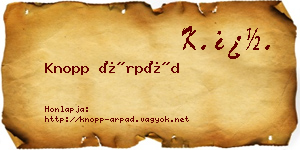 Knopp Árpád névjegykártya